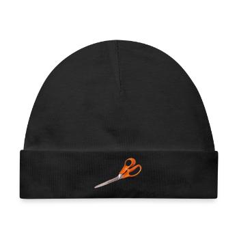 Orange Schere - Baby Premium Organic Mütze - Schwarz - Vorne