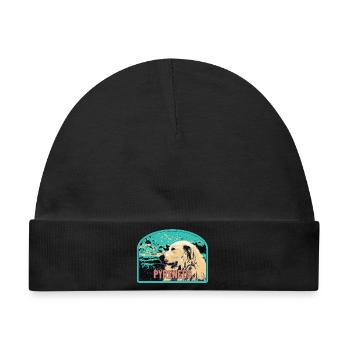Pyrenäen-Schäferhund-Aufnäher: Berggefährte - Baby Premium Organic Mütze - Schwarz - Vorne