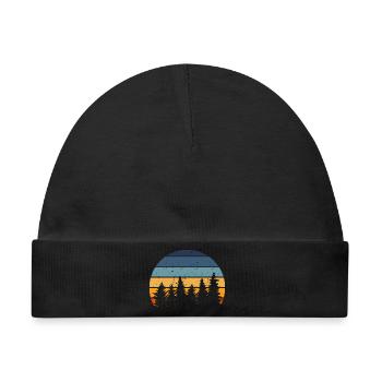 Wald Natur Retro Baum - Baby Premium Organic Mütze - Schwarz - Vorne