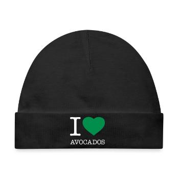 I LOVE AVOCADOS Avokados - Baby Premium Organic Mütze - Schwarz - Vorne