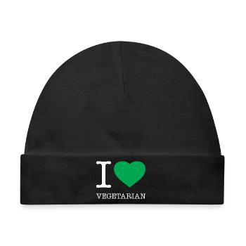 I LOVE VEGETARIAN Vegetarisch Hashtag - Baby Premium Organic Mütze - Schwarz - Vorne