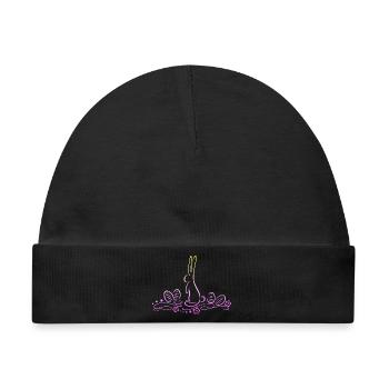 Osterhase Silhouette mit Ostereiern - Baby Premium Organic Mütze - Schwarz - Vorne