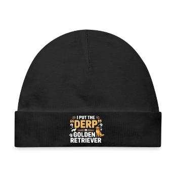 Lustiger Golden Retriever Derp Hund Design - Baby Premium Organic Mütze - Schwarz - Vorne