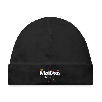 Schöner Mädchenname MELISSA mit Schmetterlingen  - Baby Premium Organic Mütze - Schwarz - Vorne