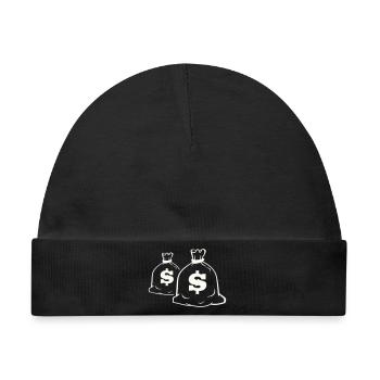 Geldsack Motiv Design - Baby Premium Organic Mütze - Schwarz - Vorne