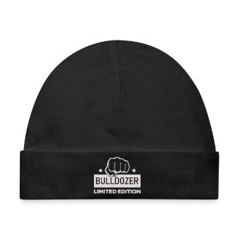Bulldozer Faust Kraft Design – Bulldozer Limited  - Baby Premium Organic Mütze - Schwarz - Vorne