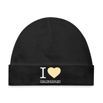 I love Grießbrei - Baby Premium Organic Mütze - Schwarz - Vorne