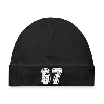 67 Zahl Nummer Grosse Schrift Vintage Zahlendesign - Baby Premium Organic Mütze - Schwarz - Vorne
