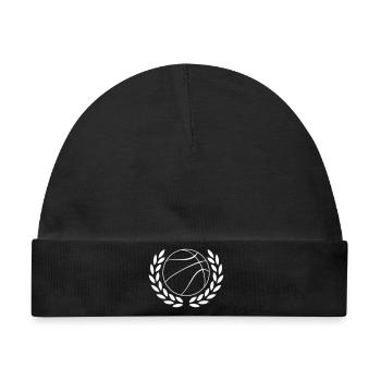 Basketball im Lorbeerkranz Emblem - Baby Premium Organic Mütze - Schwarz - Vorne