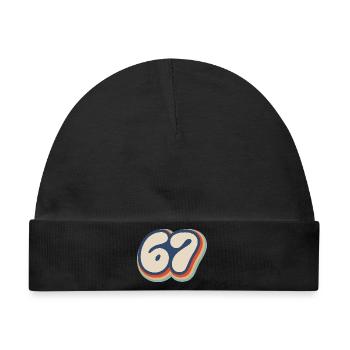67 - Sixty Seven Nummer 67 Vintage Retro Meme Six - Baby Premium Organic Mütze - Schwarz - Vorne