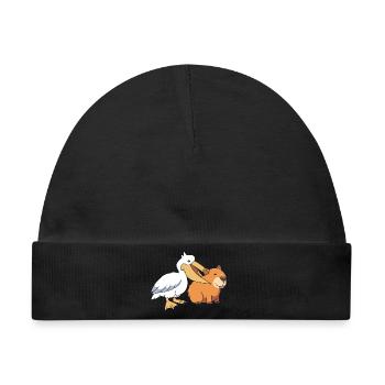 Capybara Capibara - Baby Premium Organic Mütze - Schwarz - Vorne