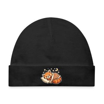 Panda Schlafen - Baby Premium Organic Mütze - Schwarz - Vorne