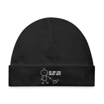 Gassi mit Hund – Minimalistisch Hunde Mama Gassi - Baby Premium Organic Mütze - Schwarz - Vorne