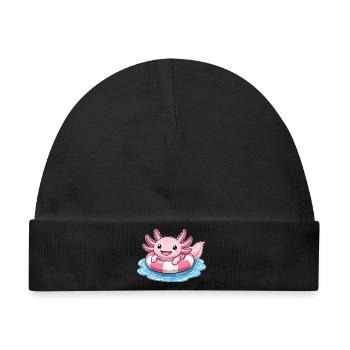 Süßer Axolotl im Schwimmring - Baby Premium Organic Mütze - Schwarz - Vorne