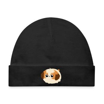 Chibi Flauschiges Shih Tzu-Welpengesicht - Baby Premium Organic Mütze - Schwarz - Vorne