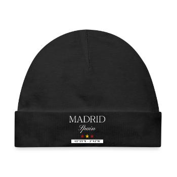 Madrid Spanien Souvenir – Reise minimalistisch - Baby Premium Organic Mütze - Schwarz - Vorne
