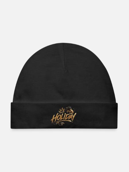 Golden Holiday Script mit Palm Sunset - Baby Premium Organic Mütze - Schwarz