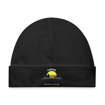 Camping Retro Sonnenuntergang Vintage 80er - Baby Premium Organic Mütze - Schwarz - Vorne