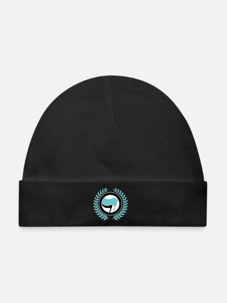 Antifa Logo mit einem Kranz - Baby Premium Organic Mütze - Schwarz