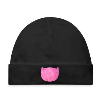 Katze Flausch Pelz Fell pink Fan Katzenliebe - Baby Premium Organic Mütze - Schwarz - Vorne