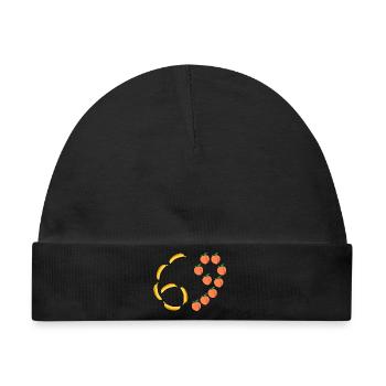 Fruchtmotiv Bananen und Pfirsiche - Baby Premium Organic Mütze - Schwarz - Vorne