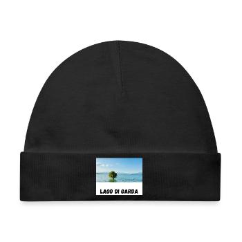 Lago di Garda Design mit Baum im Wasser - Baby Premium Organic Mütze - Schwarz - Vorne