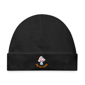 Glückspilz Herbst Glück Pilz coole Sprüche Kleckse - Baby Premium Organic Mütze - Schwarz - Vorne