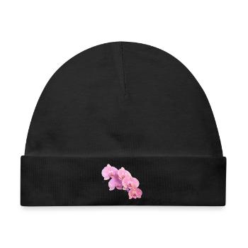Rosa Orchidee Isolierte Clipart - Baby Premium Organic Mütze - Schwarz - Vorne