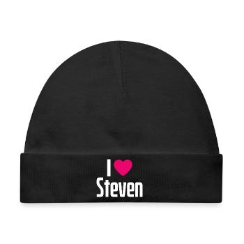 I Love Steven Pinkes Herz Ich liebe Steven - Baby Premium Organic Mütze - Schwarz - Vorne