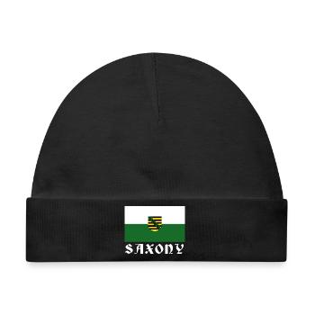 Flagge Sachsens mit Wappen - Baby Premium Organic Mütze - Schwarz - Vorne