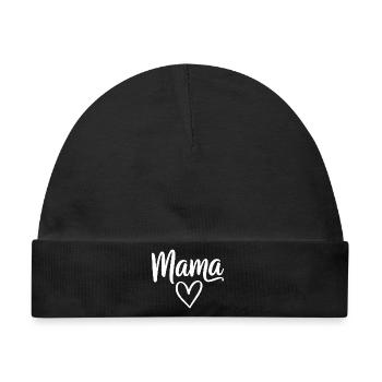 Mama Heart Skript - Baby Premium Organic Mütze - Schwarz - Vorne