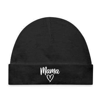 Mama Heart Skript Handgeschriebene Liebe - Baby Premium Organic Mütze - Schwarz - Vorne