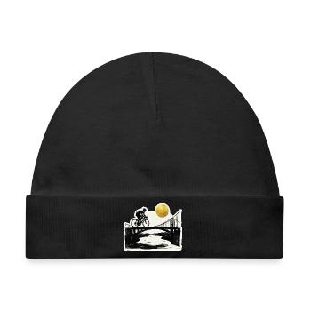 Mountainbiker Rock Garden Holzschnitt - Baby Premium Organic Mütze - Schwarz - Vorne