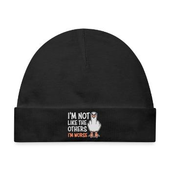 Mittelfinger Möwe Im Not Like The Others I'm Worse - Baby Premium Organic Mütze - Schwarz - Vorne