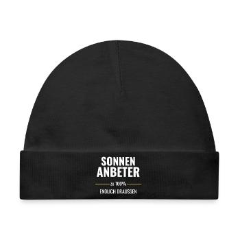 Sonnenanbeter zu 100% Endlich draußen - Baby Premium Organic Mütze - Schwarz - Vorne
