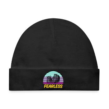 Furchtloser Retro-Löwe - Baby Premium Organic Mütze - Schwarz - Vorne