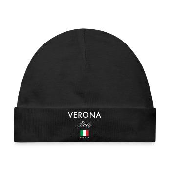 Verona Italien Koordinaten Reise Souvenir - Baby Premium Organic Mütze - Schwarz - Vorne