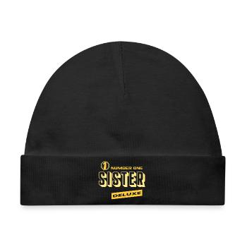 Sister Schwester Number One Deluxe Bester Familie - Baby Premium Organic Mütze - Schwarz - Vorne