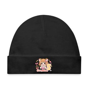 Cute Wild Mädchen Leopardenlook Mit Kirschen - Baby Premium Organic Mütze - Schwarz - Vorne