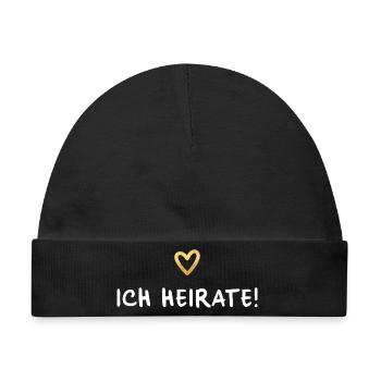 Ich heirate Herz gold Hochzeit Geschenk - Baby Premium Organic Mütze - Schwarz - Vorne