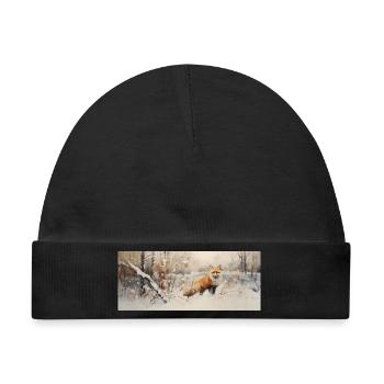 Fuchs Landschaft Schnee - Baby Premium Organic Mütze - Schwarz - Vorne