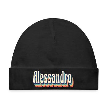 Alessandro Retro Vintage T-Shirt Geschenk T-Shirt - Baby Premium Organic Mütze - Schwarz - Vorne