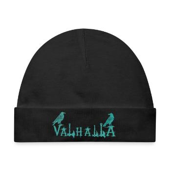 Valhalla Runenraben Stil Shirt - Baby Premium Organic Mütze - Schwarz - Vorne