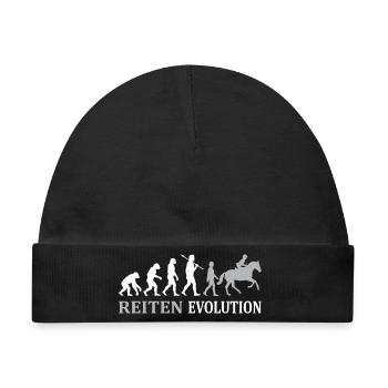 Reiten Evolution – Vom Affen zum Reiter - Baby Premium Organic Mütze - Schwarz - Vorne