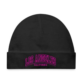 Los Angeles Neon Pink Lettering - Baby Premium Organic Mütze - Schwarz - Vorne