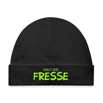 Halt die Fresse - Cooler Spruch - Baby Premium Organic Mütze - Schwarz - Vorne