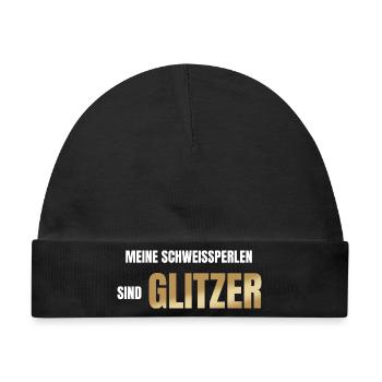 Meine Schweißperlen sind Glitzer - Baby Premium Organic Mütze - Schwarz - Vorne
