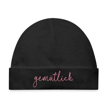 Gemütlich Script Pink - Baby Premium Organic Mütze - Schwarz - Vorne