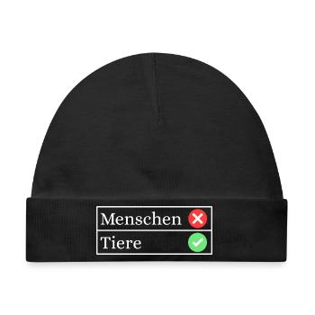 Tierliebhaber Tierfan Statement Tierfreunde - Baby Premium Organic Mütze - Schwarz - Vorne