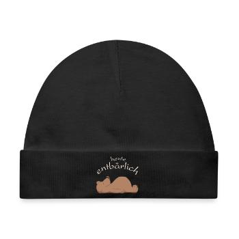 flauschiger, knuffiger Bär - Baby Premium Organic Mütze - Schwarz - Vorne
